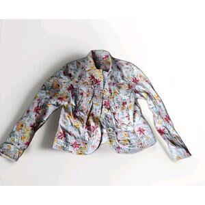 Coldwater Creek Lightweight Floral Cotton Jacket, Size 6, Button Front, Pockets